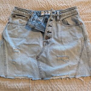 We The Free Distressed Light Blue Mini Skirt